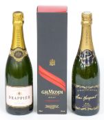Two bottles of Champagne, Drappier Cuvée Rosé Léger, Henri Macquart Brut and a G.H Mumm Cordon Rouge