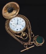 Mappin & Webb 9ct gold keyless winding half hunter pocket watch with inset subsidiary seconds