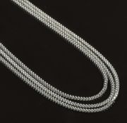 Three 9ct white gold chains/ necklaces, 6g