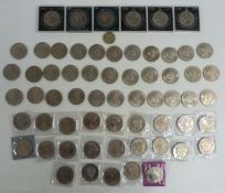 A tin of over 60 modern crowns, largely Churchill, Royal commemorative etc