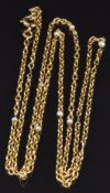 An 18ct gold necklace set with seed pearls, 5.7g, length 54cm
