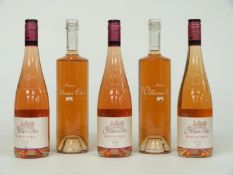 Five bottles of rosé wine including three Champteloup Rosé D'Anjou Loire 2016, 750ml, 10.5% vol, and
