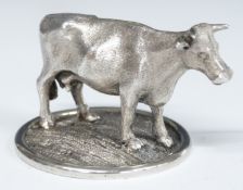 Victorian hallmarked silver novelty model of a cow standing on grass circa 1845, maker Joseph Angel,