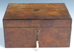 19thC burr walnut writing slope, width 30cm