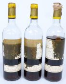Three bottles of Chateau d'Yquem Sauternes 1975, 75cl