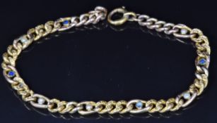 Edwardian 9ct gold bracelet set with seed pearls and paste, 4g