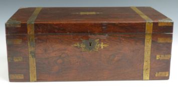 Victorian brass-bound rosewood writing slope, W45 x D25 x H17cm