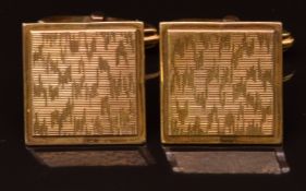 A pair of 9ct gold cufflinks with a textured finish, 7.6g