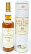 Macallan 10 year old Single Highland Malt Scotch Whisky, 70cl 40% vol, in presentation tube