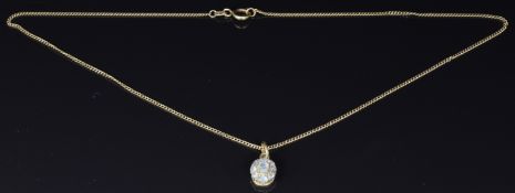 An 18ct gold pendant set with rose cut diamonds on an 18ct gold chain, 3.1g