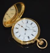 H Samuel of Manchester 18ct gold keyless winding full hunter chronograph or doctor's pocket watch
