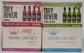 Ninety-six New World red and white wines comprising 24 bottles of Tierrs Del Rey Chilean Sauvignon