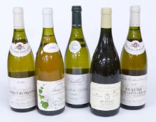 Five bottles of French white wine including Auxey-Duresses 1996 750ml 13% vol, William Fevre Chablis