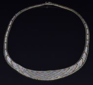 A 9ct gold tri-coloured necklace, 19.4g