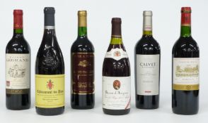 Six bottles of French red wine including Calvet Reserve 2009 13.5% vol, Maison Legrand 2005 13% vol,