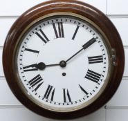 A late 19thC dial wall clock with platform escapement and 25cm painted Roman dial, with key