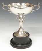 George V hallmarked silver twin handled trophy cup, Birmingham 1932, Collingwood & Sons Ltd, named