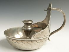 Pewter candle or chamberstick with touch marks to base, height 13.5cm