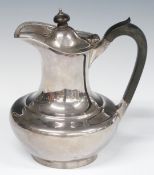 George V hallmarked silver hot water or similar jug, London 1925 maker Edward Barnard & Sons Ltd,
