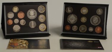 Royal Mint proof coin sets for 2009, includes Kew Gardens 50p, together with a 2008 old reverse set,