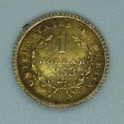 1853 gold U.S one dollar coin