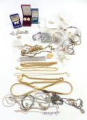 A collection of jewellery including paste/ diamanté necklaces, earrings, etc