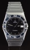 Omega Constellation gentleman's wristwatch ref. 196.1070 with date aperture, luminous silver