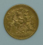 1913 George V gold half sovereign