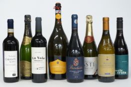 Eight bottles of mixed wines including Jacques Copin Champagne 750ml 12% vol, Wine Society Chianti