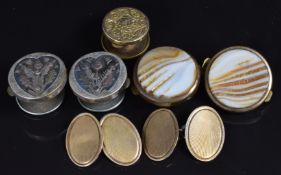A pair of 9ct gold cufflinks with engine turned decoration (5.7g) and various Victorian buttons