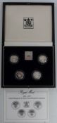 Royal Mint 1984-1987 £1 silver proof Piedfort collection comprising four coins in deluxe case with