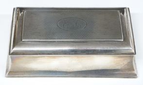George V hallmarked silver cigarette box, Birmingham 1920, maker Henry Matthews, width 18.5cm