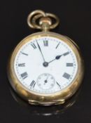 Omega silver gilt ladies keyless winding open faced pocket watch with inset subsidiary seconds dial,