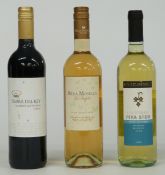 Three bottles of red, white and rosé wine comprising Tierra Del Rey Cabernet Sauvignon from Chile (