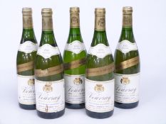Five bottles of Vouvray French white wine, 75cl 12% vol