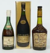 Hennessy Bras Armé Cognac 70 proof, Rémy Martin fine Champagne Cognac and a later Rémy Martin fine