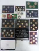 Royal Mint UK proof coin sets 1987, 1991 and 1992 in deluxe cases, together with 1970 and two 1971