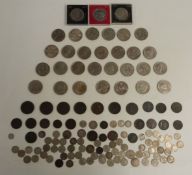 Quantity of Georgian coinage with some modern crowns, silver sixpences etc