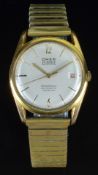 Omer gentleman's automatic wristwatch with date aperture, luminous hands, gold Arabic numerals and