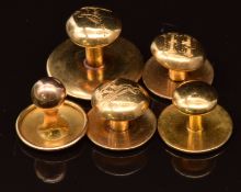 Four 18ct gold studs in Hunt & Roskell, late Storr & Mortimer box and another 18ct gold stud, 7.3g