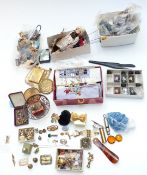 A collection of costume jewellery including cufflinks, beads, earrings, silver pendants etc