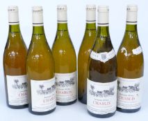 Six bottles of Domaine d'Elise Chablis 1995 Burgundy white wine 75cl 12.5% vol