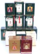 Fifteen Bell's whisky Christmas decanters in boxes, including a run 1988-1999 and 1993 and a 2003,