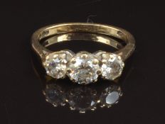 A 9ct gold ring set with cubic zirconia, size M, 2.8g
