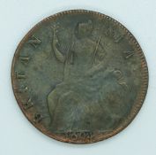William and Mary 1604 proof halfpenny, Peck 612, plain edge on thin flan, VF obverse, F reverse