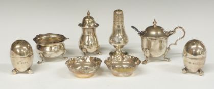 Pair of Victorian hallmarked silver egg shaped peppers, London 1892, maker William Hutton & Sons,