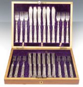 Set of six Victorian hallmarked silver knives and forks, London 1865, maker Chawner & Co, weight