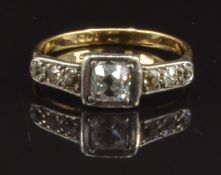 Victorian 18ct gold ring set with an old cut diamond of approximately 0.4ct and with further