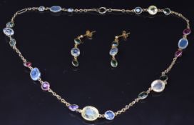 Victorian 9ct gold necklace set with an oval yellow sapphire of approximately 5.8ct, a round cut