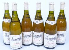 Six bottles of Domaine d'Elise Chablis 1995 Burgundy white wine 75cl 12.5% vol